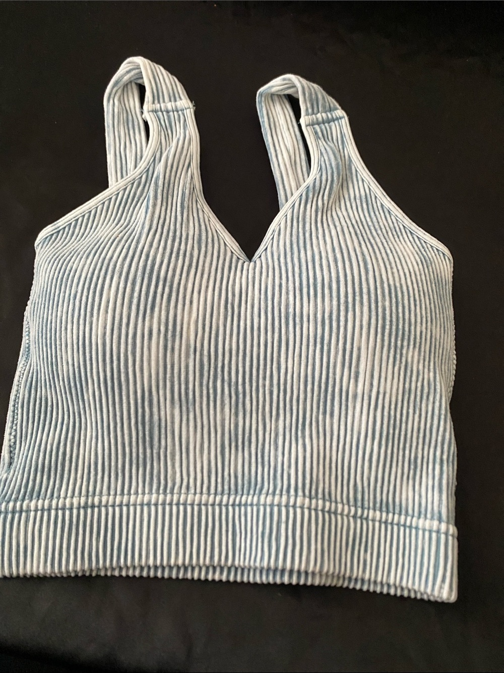 Zenana Outfitters Light Blue Ribbed V-Neck Crop Tank
